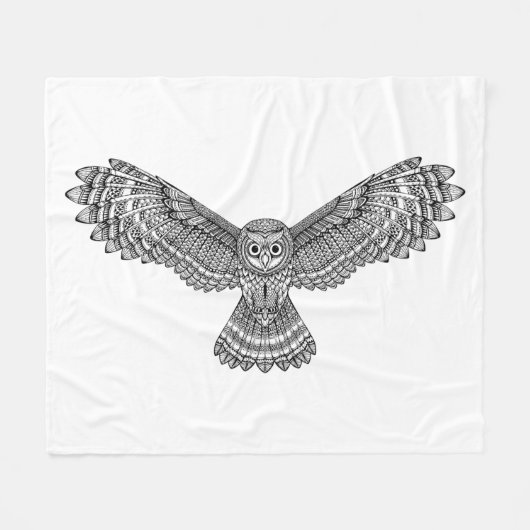 Couverture Polaire Hibou Zendoodle de vol (Devant (Horizontal))
