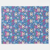 Couverture Polaire Hiboux Mignons Et Fleurs (Devant (Horizontal))