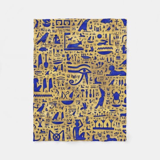 Couverture Polaire Hiéroglyphe égyptien Lapis Lazuli et Gold (Devant)