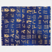 Couverture Polaire Hiéroglyphes d'Égypte or sur bleu (Devant (Horizontal))