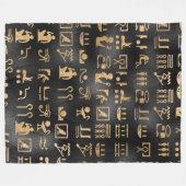 Couverture Polaire Hiéroglyphes d'Égypte or sur noir (Devant (Horizontal))