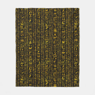 Couverture Polaire Hiéroglyphes égyptiens anciens or et couleur noire