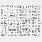 Couverture Polaire Hiéroglyphes égyptiens en noir et blanc (Devant (Horizontal))