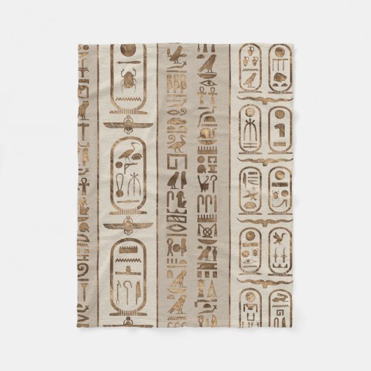 Couverture Polaire Hiéroglyphes égyptiens Pastel Gold (Devant)