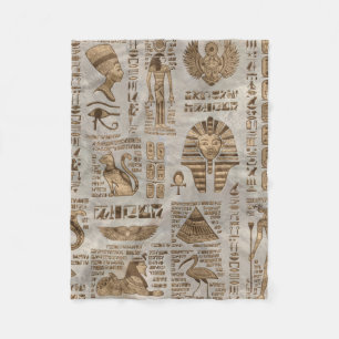 Couverture Polaire Hiéroglyphes et divinités égyptiennes - Or Vint