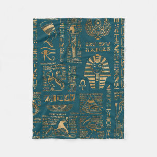 Couverture Polaire Hiéroglyphes et divinités égyptiens - or sur la