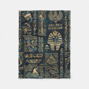 Couverture Polaire Hiéroglyphes et divinités égyptiens - ormeau et