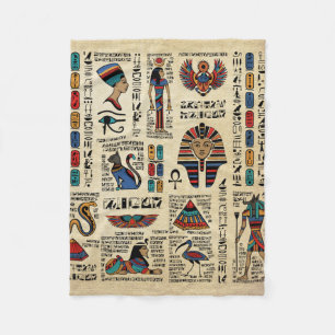 Couverture Polaire Hiéroglyphes et divinités égyptiens sur papyrus
