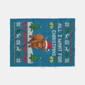 Couverture Polaire Highland Cow Christmas Ugly Sweater Style Festive  (Devant (Horizontal))