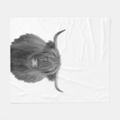 Couverture Polaire Highland Cow Scotland Russe Noir Blanc (Devant (Horizontal))