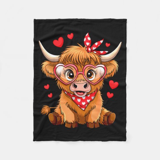 Couverture Polaire Highland Cow Valentines Day Funny Hearts Valentine (Devant)
