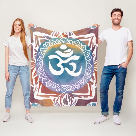Couverture Polaire hindu ohm namaste yoga design (En situation)