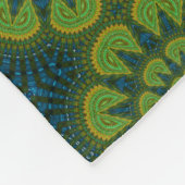 Couverture Polaire Hippie Abstraite Vert & Marine Fleurs Bleues Ethni (Coin)