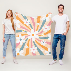 Couverture Polaire Hippie florale Super rétro couleur soleil margueri