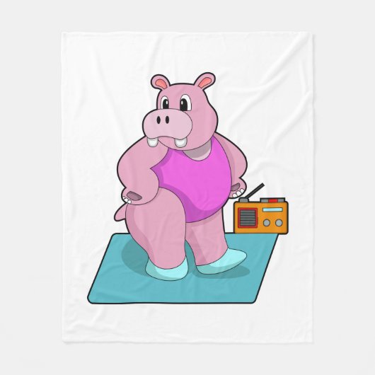 Couverture Polaire Hippo at Fitness with Radio.PNG (Devant)