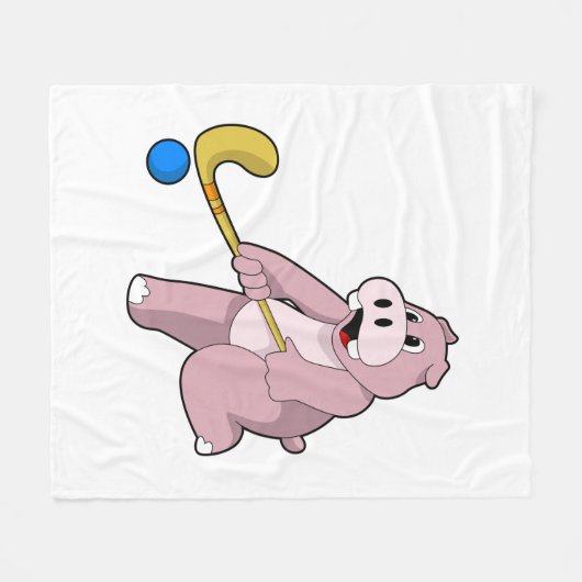 Couverture Polaire Hippo at hockey (Devant (Horizontal))