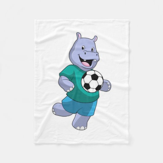 Couverture Polaire Hippo comme joueur de football avec Soccer (Devant)