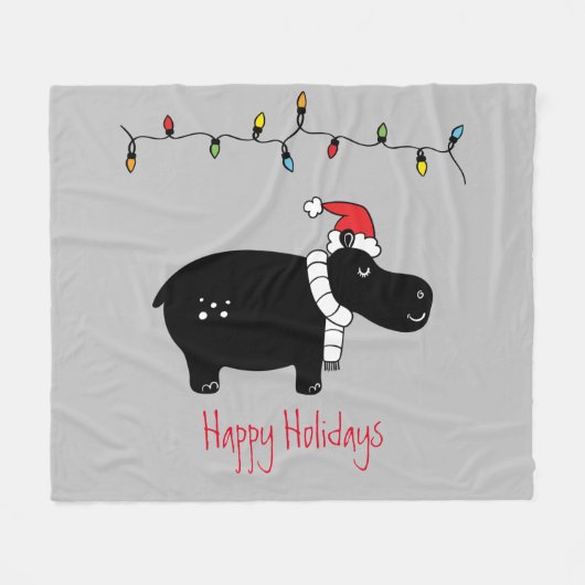 Couverture Polaire Hippo de Noël fantastique (Devant (Horizontal))