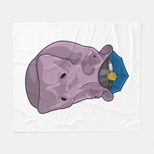 Couverture Polaire Hippo en tant que policier (Devant (Horizontal))