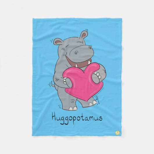 Couverture Polaire Hippo Hugs Valentine's Day Fleece Blanket (Devant)