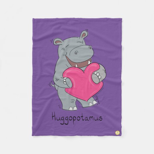 Couverture Polaire Hippo Hugs Valentine's Day Fleece Blanket (Devant)
