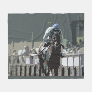Couverture Polaire Hippocampe Avec Jockey Dans Blanche Fleece Bleue