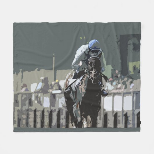 Couverture Polaire Hippocampe Avec Jockey Dans Blanche Fleece Bleue (Devant (Horizontal))