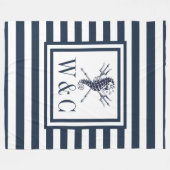 Couverture Polaire Hippocampe nautique à rayures bleu marine Monogram (Devant (Horizontal))