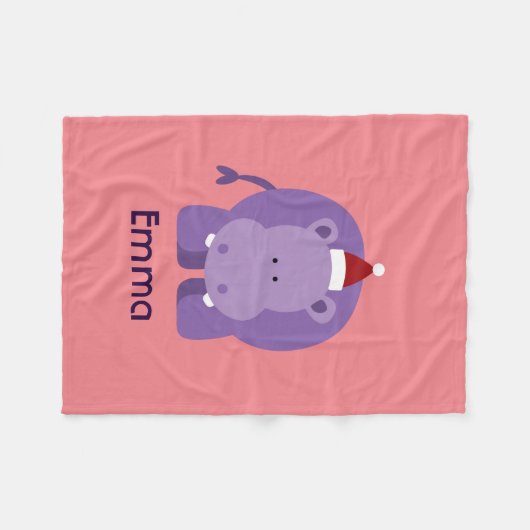 Couverture Polaire Hippopotame de Noël (Devant (Horizontal))