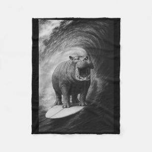 Couverture Polaire Hippopotame de surf drôle Hippopotame selfie safar