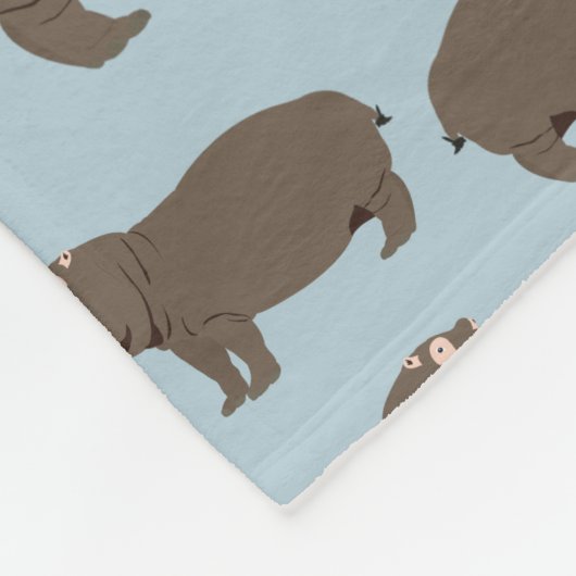 Couverture Polaire Hippopotame Hippo Motif (Coin)