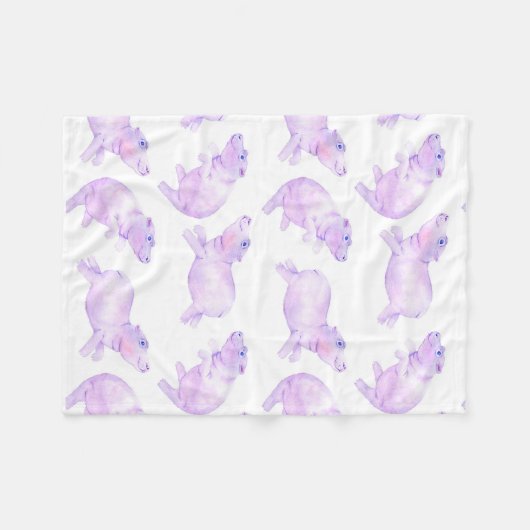 Couverture Polaire hippopotame mignon (Devant (Horizontal))