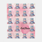 Couverture Polaire Hippopotamus Parties scintillant d'aquarelle rose (Devant)