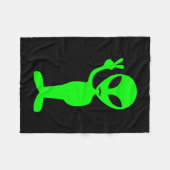 Couverture Polaire Hipster Mustache Alien vert (Devant (Horizontal))