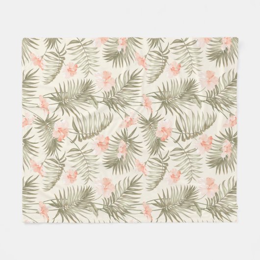Couverture Polaire Hisbiscus Tropical Palm Tree Motif (Devant (Horizontal))