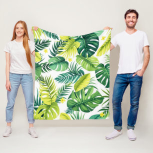 Couverture Polaire Histoire de la feuille tropicale - Monstera & feui