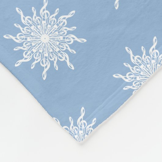 Couverture Polaire Hiver Blue Ornamental G Clef Snowflake Motif (Coin)