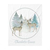 Hiver Bois Aquarelle Noël Cerf