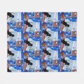 Couverture Polaire Hiver Chats Neige Noir Chat Gingembre Tabby (Devant (Horizontal))