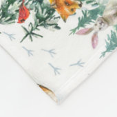 Couverture Polaire Hiver Cosy Nature Fox Rabbit Oiseaux Pine Cônes (Coin)