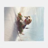 Couverture Polaire hiver de neige de Noël beagle (Devant (Horizontal))