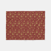 Couverture Polaire Hiver Gold Snowflake Motif sur Red (Devant (Horizontal))