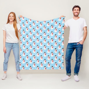 Couverture Polaire Hiver Snowman Cute Blue Holiday