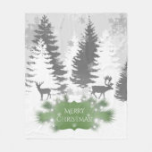 Couverture Polaire Hiver Wonderland Fleece Blanche - Vert (Devant)