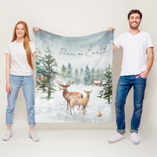 Couverture Polaire Hiver Wonderland Forêt Animaux Paix sur Terre