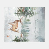 Couverture Polaire Hiver Wonderland Forêt Animaux Paix sur Terre (Devant (Horizontal))