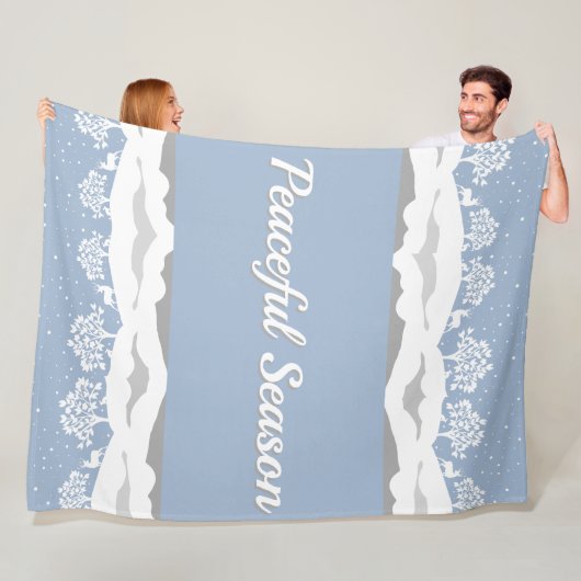 Couverture Polaire Hiver Wonderland Saison pacifique Fleece Blanche (En situation)