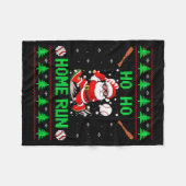 Couverture Polaire Ho Ho Home Run Baseball Christmas Santa Ugly Xmas (Devant (Horizontal))