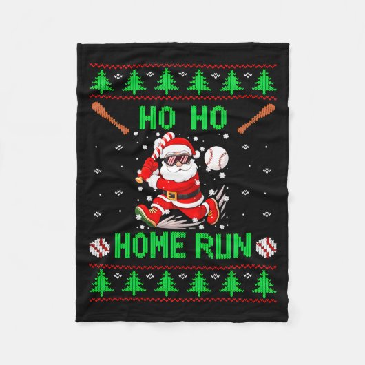 Couverture Polaire Ho Ho Home Run Baseball Christmas Santa Ugly Xmas (Devant)