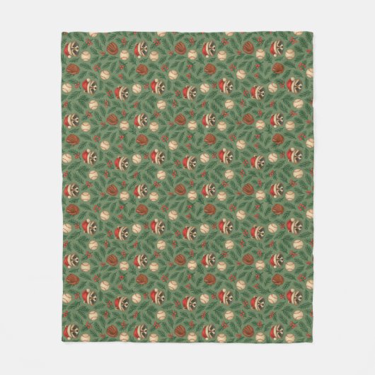 Couverture Polaire Ho-Ho-Home Run Raccoon Holiday Pattern Throw Blank (Devant)